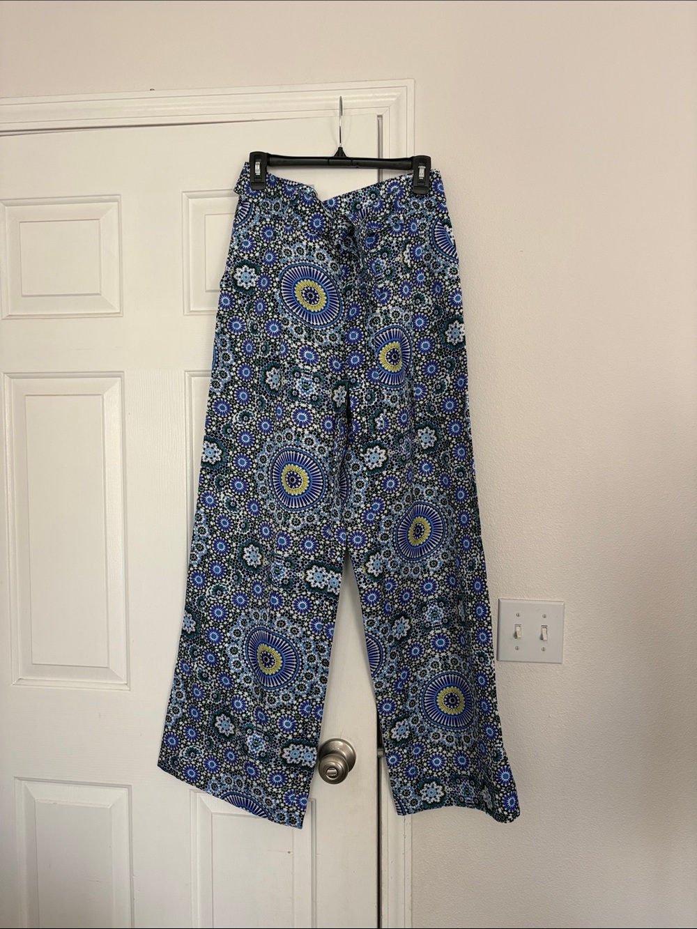Banana Republic Blue Multi Floral Linen Blend Wide-Leg Pants